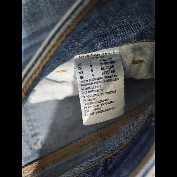 American Eagle Jeans Womens Size 0 Regular Super Stretch - Picture 3 of 9